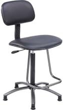 Global Industrial Production Stool, Vinyl Upholstered, Black