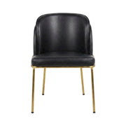 Vegan Leather-Upholstered Dining Chairs Set of by Starlight Canyon Home – Faux Leather, Black Vegan Leather/Gold, Pack of 2