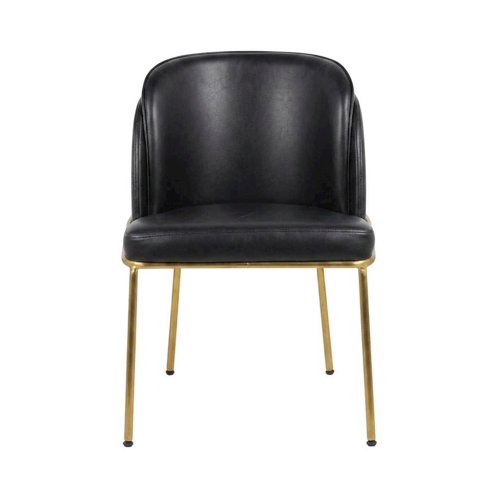 Vegan Leather-Upholstered Dining Chairs Set of by Starlight Canyon Home – Faux Leather, Black Vegan Leather/Gold, Pack of 2