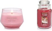 Yankee Candle Studio Medium Candle, Fresh Cut Roses, Pink Candle, 10 oz: Long-Lasting & Sparkling Cinnamon Scented, Classic 22oz Large Jar Single Wick Candle