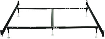 Furnifact Metal Bed Frame with Headboard and Footboard, Queen Metal Bed Frame Adjustable Eastern King Size, Black