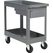 2 Shelf Deep Tray Steel Stock Cart by Global Industrial – 3.5"L x 16"W x 32"H, 12-Gauge Steel, Gray, Model 988836