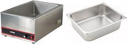 Winco FW-S500 Commercial Portable Steam Table Food Warmer 120V 1200W,Stainless Steel,Large & 1/2 Size Pan, 4-Inch
