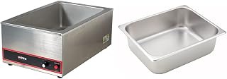 Winco FW-S500 Commercial Portable Steam Table Food Warmer 120V 1200W,Stainless Steel,Large & 1/2 Size Pan, 4-Inch