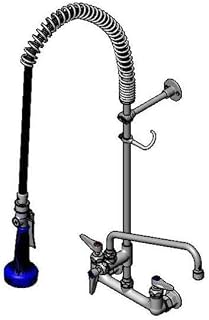 T&S Brass Pre-Rinse: 8" Wall Mount, Ceramas, Adf 12" Nozzle, 2.2 Gpm Vr Aerator, B-0108 & Swivel