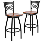 Flash Furniture Cherry Wood Seat/Black Metal Frame / 2 Pack / 1 Barstools