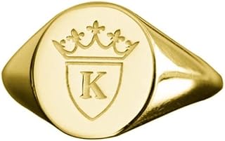 Personalized 925 Sterling Silver King Crown Initial Ring for Men Custom Made Engraved Letter Signet Ring