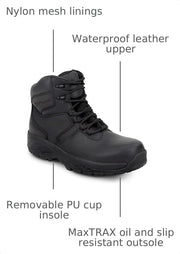 Mens, Black Denali MaxTRAX Composite Toe Waterproof SRO Boot by SR Max – 9.5 X-Wide, Black