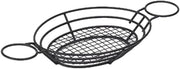 G.E.T. 4-38822 Basket with Raised Grid Base & Two Condiment Holders, Iron Powder Coated, 11" x 8" x 2", Oval, Case of 12