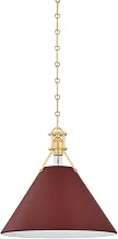 Hudson Valley Lighting MDS352-AGB/CRN Painted No. 2-1 Light Pendant - 14.75 Inches Tall and 16 Inches Wide - Aged Brass/Soft Crimson