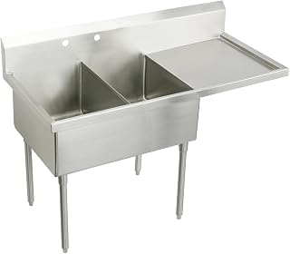 Elkay SS8248R2 Commercial 73-1/2" x 27-1/2" Two Basin Sink with Right Drainboard 2 Holes