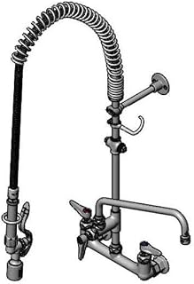 T&S Brass B-0133-A12-BC4 Easy Install Pre-Rinse Spring Action includes Wall Mount, 8" C/C, 12" ADF, 4-Way Cross, B-0107-C