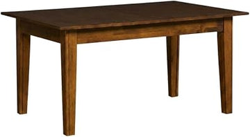 Starlight Canyon Home Brown Rectangular Leg Dining Table with Adjustable Length, Rustic Amber Finish, Solid Rubberwood Construction, Seats 12, Transitional Style
