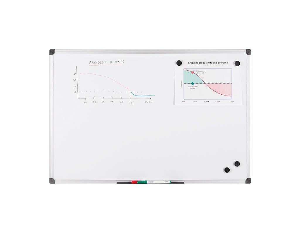 Maya Series Magnetic Dry Erase Board by MasterVision – 24"W x 18"H, Lacquered Steel, Silver, Model MA0207170