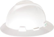 MSA V-Gard Full-Brim Hard Hat with Suspension - Polyethylene Shell, Superior Impact Protection and Self Adjusting Crown Straps - Standard Size Hard Hat