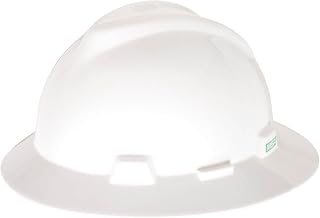 MSA V-Gard Full-Brim Hard Hat with Suspension - Polyethylene Shell, Superior Impact Protection and Self Adjusting Crown Straps - Standard Size Hard Hat