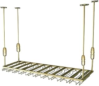 Floating Iron Bottle Holder Wine Shelf, Glasses Storage Hanger, Wine Display Shelf Adjustable Hanging, 60cm-200cm, Rational Use of Space, Ceiling Wine Glass Rack (Gold 80CMX30CM)