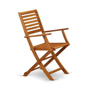 East West Furniture Natural Oil / Folding Chair / Set of 2 Patio Dining Chairs