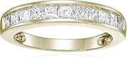 1.90Ct Princess Cut Lab Created Diamond Half Eternity Wedding Band Ring, 14K Yellow Gold Finish, 925 Sterling Silver, Channel Set