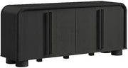 Modway Bellamy 63 Inch Curved Sideboard Cabinet with Storage in Black Oak – Modern Buffet Cabinet with 4 Soft-Close Doors and Adjustable Shelves