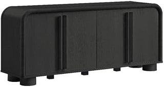 Modway Bellamy 63 Inch Curved Sideboard Cabinet with Storage in Black Oak – Modern Buffet Cabinet with 4 Soft-Close Doors and Adjustable Shelves