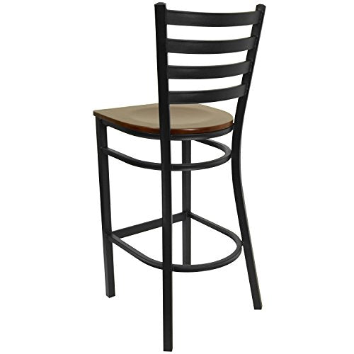 Flash Furniture Mahogany Wood Seat/Black Metal Frame / Set of 2 / Traditional Barstools