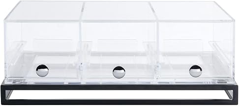HUBERT Cerve Collection 3-Drawer Black Pastry Display with Acrylic Case - 22 8/25" L x 14 23/25" W x 8 19/50" H