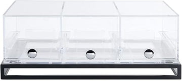 HUBERT Cerve Collection 3-Drawer Black Pastry Display with Acrylic Case - 22 8/25" L x 14 23/25" W x 8 19/50" H