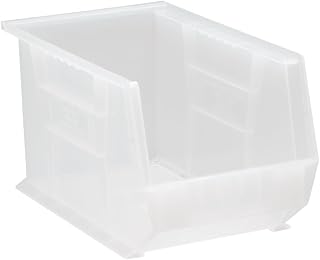 QUANTUM STORAGE SYSTEMS QUS242CL Ultra Stack & Hang Heavy Duty Part Organizer Clear Bins 14" L x 9" W x 8" H 12 Pack