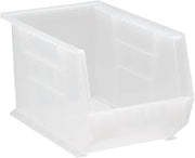 Quantum Storage QUS242CL Heavy-Duty Stackable Plastic Storage Bins for Workshop, Warehouse & Garage, Ultra Stack & Hang, 13-5/8" x 8-1/4" x 8", Clear, 12-Pack