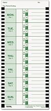 Time Card for Lathem Model 800P, 4 x 9, Weekly, 1-Sided, 100/Pack, Sold as 2 Package