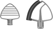 KitchenAid Pastry Tilt Head Stand Mixer Beater Attachment, Silver & KFE5TS Flex Edge Beater, 4.5-5 Qt, Subtle Silver