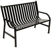 Slatted Metal Bench, Black, 4'L