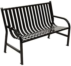 Slatted Metal Bench, Black, 4'L