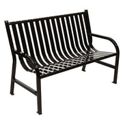 Slatted Metal Bench by Witt Industries – 50"L x 24"W x 34"H, Alloy Steel, Black, Model M4-BCHBK