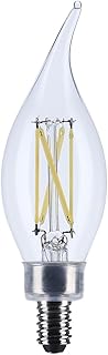 Satco 5.5W CA10 LED Light Bulb 3500K Neutral White 500 Lumens Clear Flame Tip 300 Degree Beam E12 Candelabra Base 92 CRI Dimmable Wet Rated IP65 Enclosed Fixture Rated 120V S12508 (24 Pack)