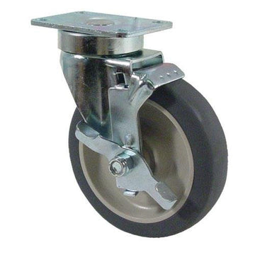 Duraglide 5 in Swivel Plate Caster with Brake by Kason – stainless-steel, Model 6C525001PPPGTLB