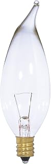 Satco S3866 12V Turn Tip Candelabra Base 7-Watt 7CA10/12V Light Bulb, Clear