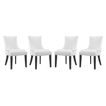 Faux Leather Upholstered Dining Chairs Set of by Furnifact – Faux Leather, White, Pack of 4