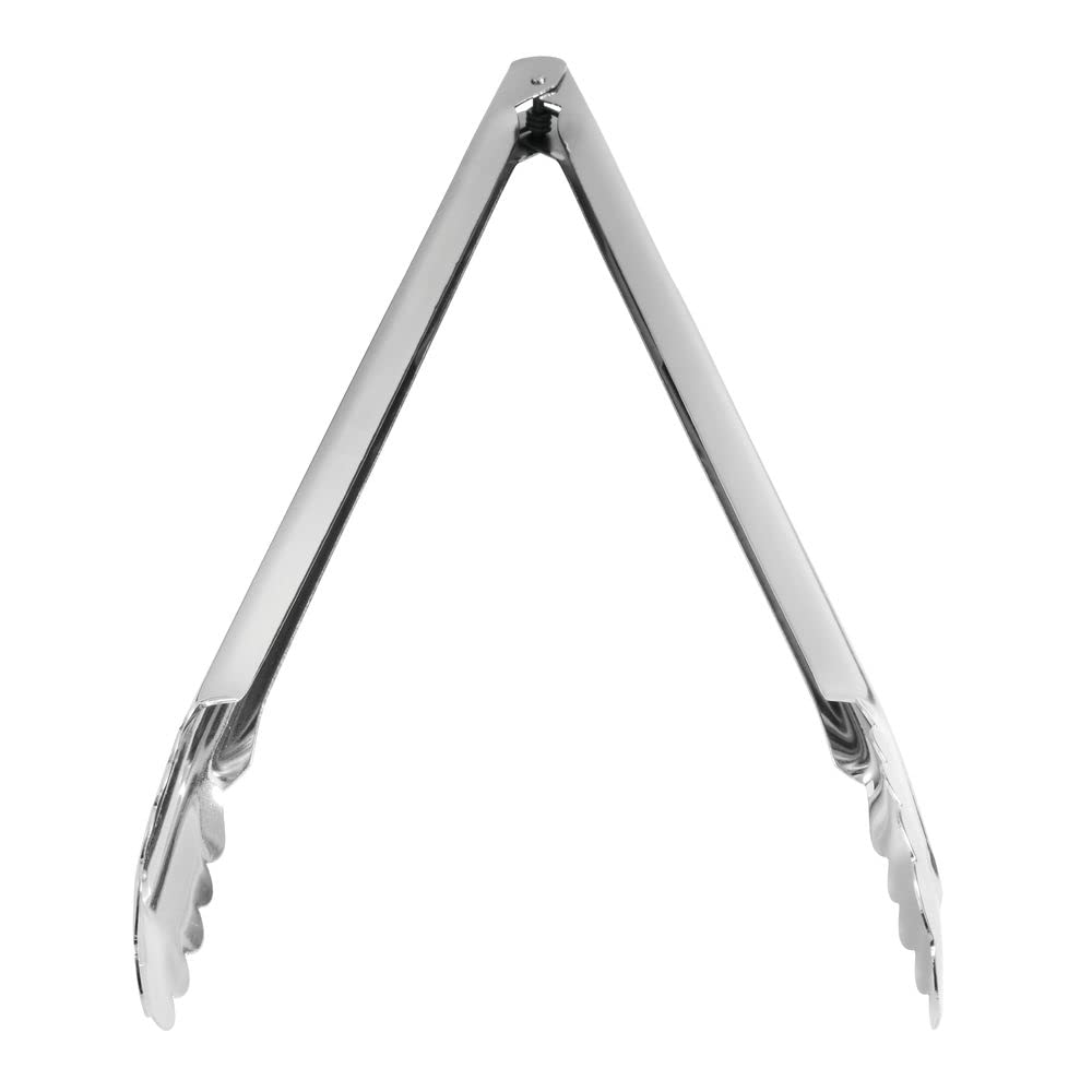 Stainless Steel Scalloped Hinged Tong - 15 83/100"L by HUBERT – medium, Stainless Steel, Silver, Model UT16H