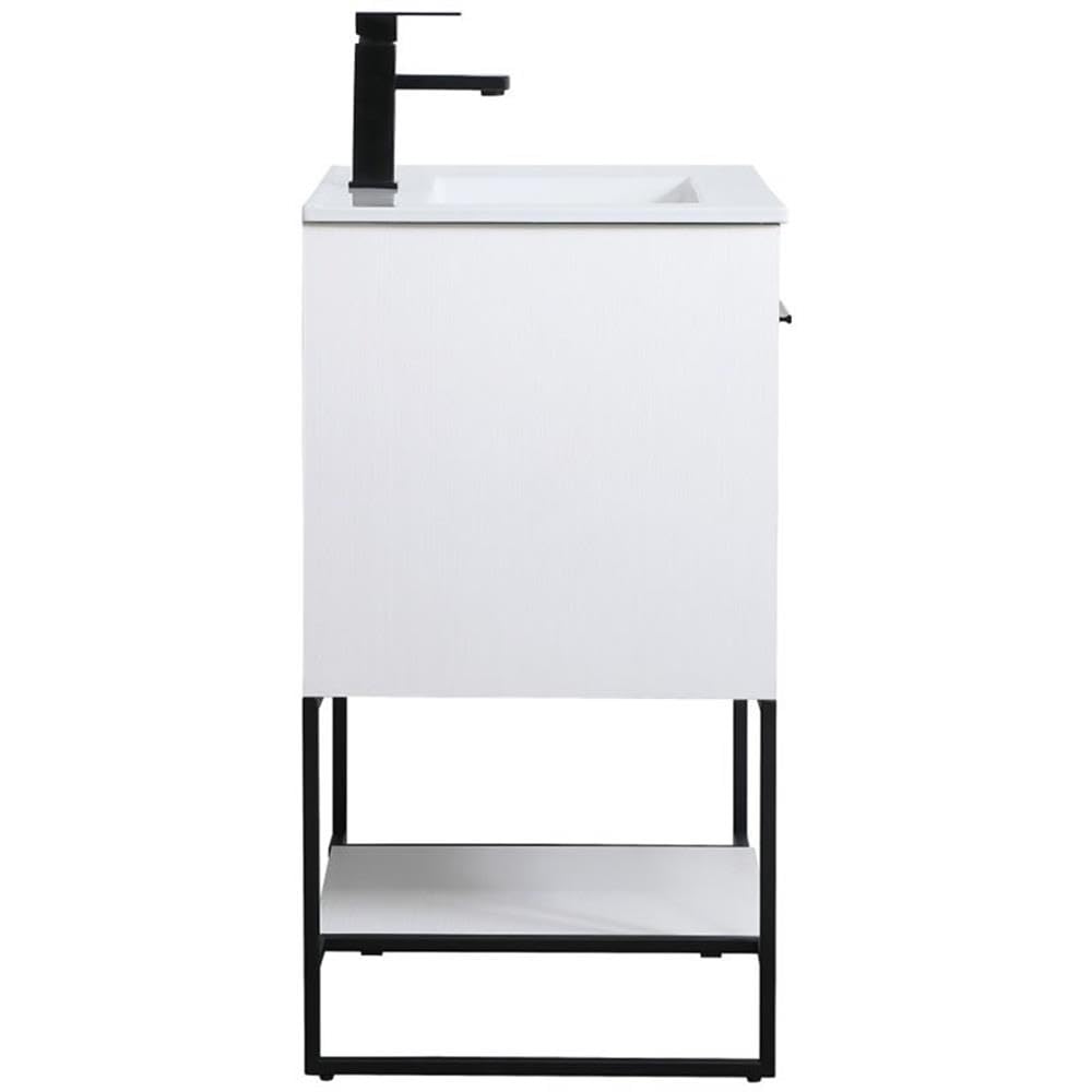 24 Inch Single Bathroom Vanity in White by Elegant Decor – 24" - Single, Engineered Wood, White, Model VF42024WH