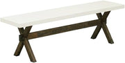 Furnifact Solid Wood Dining Bench with X-Style Mid-Century Modern Base, Wooden Bench Seat for Dining Room or Bedroom