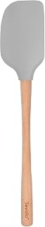 Tovolo Silicone Spatula Wooden Handle for Cooking Baking Mixing, Heat Resistant Food Safe BPA Free Flexible Silicone Baking Spatula with Wood Handles Kitchen Utensils Nonstick Safe, Oyster Gray