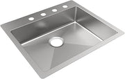 Elkay ECTSRAD2522604 Crosstown 18 Gauge Stainless Steel 25" x 22" x 6" 4-Hole Single Bowl Dual Mount ADA Sink