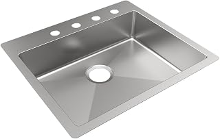 Elkay ECTSRAD2522604 Crosstown 18 Gauge Stainless Steel 25" x 22" x 6" 4-Hole Single Bowl Dual Mount ADA Sink