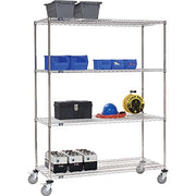 Stainless Steel Wire Shelf Truck by Nexel – 22.5"L x 18"W x 69"H, 12-Gauge Steel, Gray, Model C18606PSB4