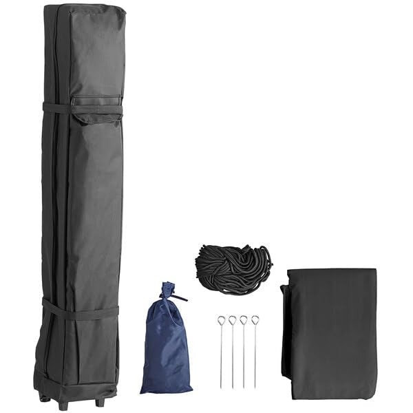 Glownary 10x10 Ft Aluminum Pop Up Canopy Tent – Black Straight Leg, UV-Resistant, Water-Resistant, 100 Sq Ft Coverage, Portable with Roller Bag and Stakes