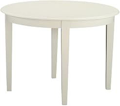 Furnifact Wooden Round Dining Table with Tapered Legs, Small Kitchen Dinner Table for Dining Room, Round Kitchen Table for 4, Linen White