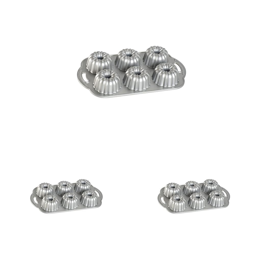 Nordic Ware Plateado / 4.5 Cup (Pack of 3) / Anniversary Bundtlette Bundt Pans