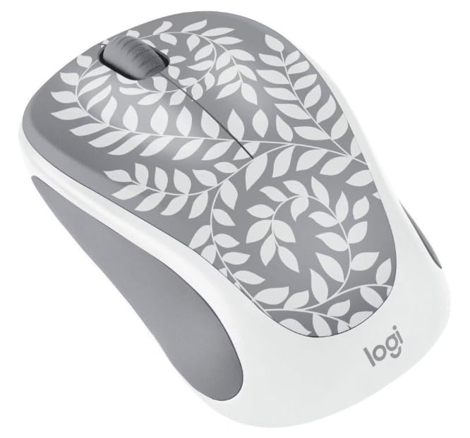 Compact Wireless Mouse by Logitech – Floral Gray, Model 910-007585